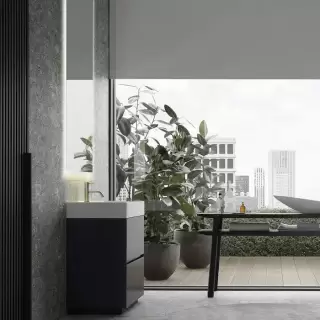 NOORTH milldue edition ZENIT Комплект мебели 63см в матовом лаке, с раковиной из CRISTALPLANT, зеркалом с 4-х сторонней подсветкой, напольный, Цвет: Grafite-33