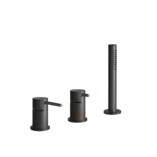 Gessi 316 Смеситель для ванны на 3 отв., с душевой лейкой, цвет: brushed black metal pvd