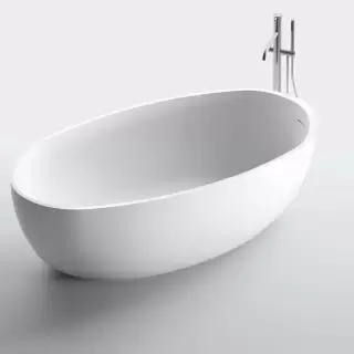 NOORTH milldue edition OVAL Ванна отдельностоящая 169х80х50см, с сифоном, cristalplant, фурнитура хром, цвет: белый матовый