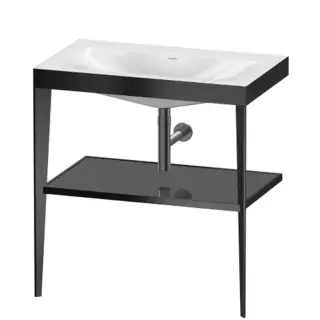 Duravit XViu Консоль напольная, 80x48x85см, с полкой, с раковиной без перелива, без отв., цвет: black matt/black high gloss lacquer