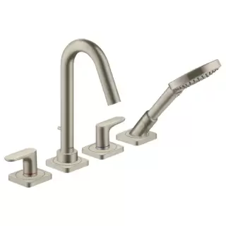 Axor Citterio M Смеситель на борт ванны, на 4 отв., с ручным душем, цвет: шлифованный никель