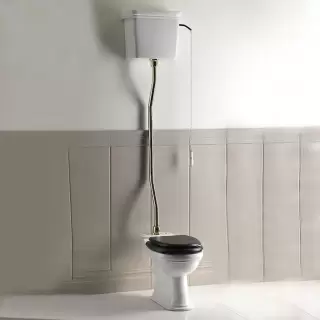 Devon&Devon Rose Унитаз 66x35,5cм, с высокой трубой, сиденье из массива дуба, фурнитура золото