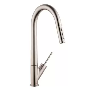 Axor Starck Смеситель для кухни, однорычажный, на 1 отв, с выдвижным душем, излив 235мм, цвет: под сталь