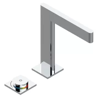 THG ICON-X TITANE A MANETTES Смеситель для раковины, 2 отв., электронный, с донным клапаном, цвет: хром