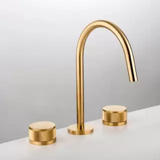 Gattoni MD Смеситель для раковины, на 3 отв., ручки SAN GIULIO, с донным клапаном, цвет: золото матовое шлифованное