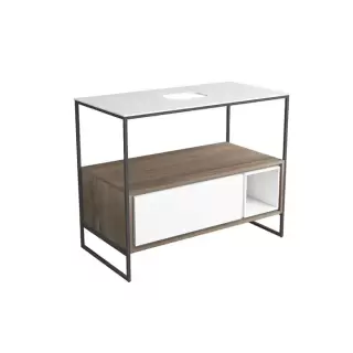 SIMAS Foriu Напольная тумба 100x51x79 см с керамической столешницей. 1 ящик цвет: белый матовый/SHERWOOD