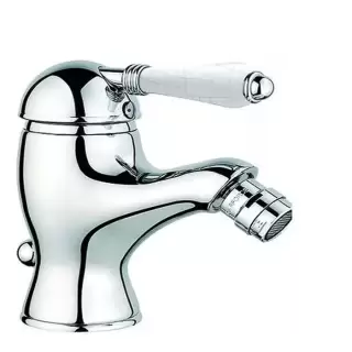 Nicolazzi P.m. Blanc A Смеситель для биде, на 1 отв, с донным клапаном, излив: 107 мм, ручки состаренная керамика, цвет: хром