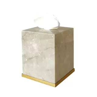 3SC Elegance Контейнер для салфеток 13х13хh15см, цвет: мрамор botticino/золото 24к. Lucido