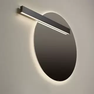 Antonio Lupi Circus Зеркало &Oslash;108cм., с белой светодиодной подсветкой, с блестящей кромкой, с левосторонним светильником LUCENTE, на раме