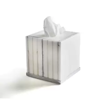 3SC Rigato Контейнер для бумажных салфеток 13х13х15см., настольный, цвет: алебастр/никель сатинированный полированный
