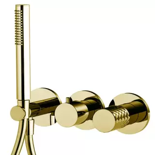 Fima Carlo Frattini Spillo Tech Смеситель для душа, встраиваемый, на 2 источника, с ручным душем, цвет: золото