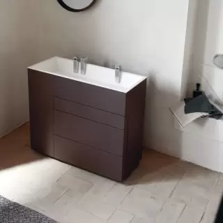 NOORTH milldue edition TOUCH Комплект мебели 100х40х88см, напольный, 3 ящика, слив в пол, раковина Milltek, смеситель H2O, цвет: Fango матовый