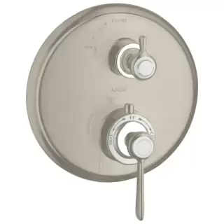 Axor Montreux, Термостат с запорным вентилем, СМ, с рычаговой рукояткой, внешняя часть, цвет: никель шлифованный