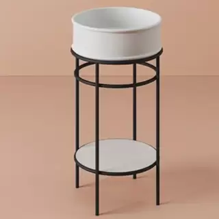 Artceram VOGUE Металическая структура &Oslash;44хh72,5см с раковиной Atelier без отв. под смеситель, напольная, цвет: черный матовый/белый матовый