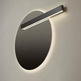 Antonio Lupi Circus Зеркало &Oslash;108cм., с белой светодиодной подсветкой, с блестящей кромкой, с правосторонним светильником LUCENTE, на раме