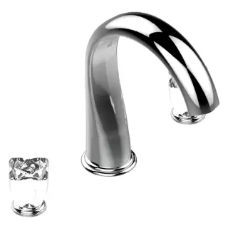 THG Pуtale de cristal clair Смеситель для ванны, 3 отв., цвет: хром/прозрачный хрусталь