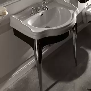 Kerasan Retro Консоль с белой раковиной 73см, подвесная, цвет: черный / хром