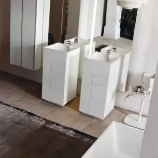 NOORTH milldue edition TOUCH Комплект мебели 41х40х88см, напольный, 3 ящика, слив в пол, раковина Milltek, смеситель H2O, цвет: белый матовый