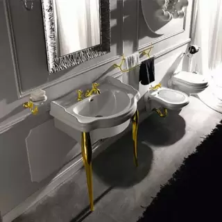 Kerasan Retro Консоль с белой раковиной 73см, подвесная, цвет: белый / золото