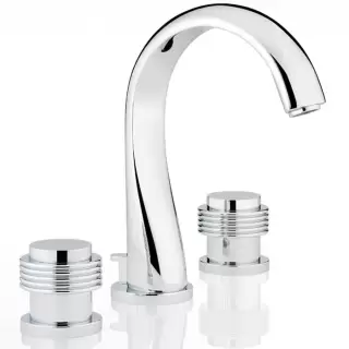 THG Diplomate grooved rings Смеситель для раковины на 3 отверстия, с донным клапаном, цвет: хром