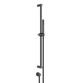 Gessi 316 Штанга в комплекте с душевой лейкой с легкой очисткой, шланг 1,50 м, вывод воды из стены, цвет: brushed black metal pvd