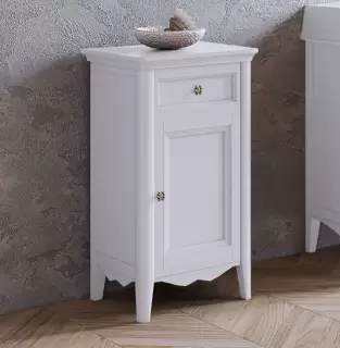 TW Veronica Nuovo тумба напольная с 1-й дверцей, 1-м выдвижным ящиком, доводчиками Blum, , ручки бронза,  DX - петли справа, цвет: белый