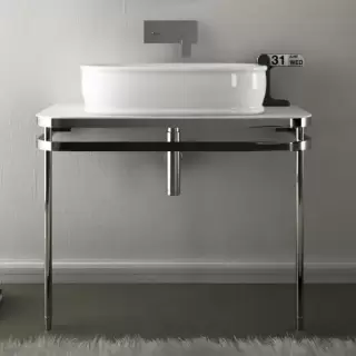 Artceram AZULEY Металлическая структура под раковину, напольная, с верхним глянцевым топом цвет белый, цвет хром