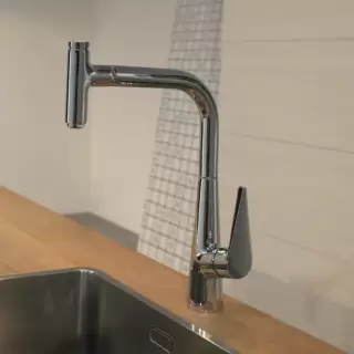 Hansgrohe Kitchen Кухонный смеситель для кухни, однорычажный, с вытяжным изливом, хром