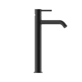 Bossini Teo M Смеситель для раковины TEO-M высокий 309 мм, с заглушкой 1&rdquo;1/4 и гибкая подводка из нерж. стали, цвет: Nero opaco
