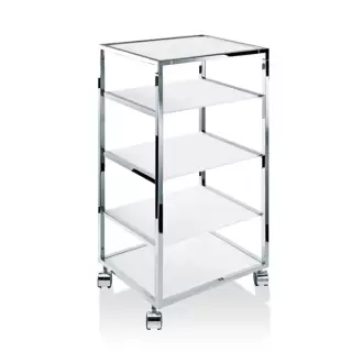 Decor Walther RW 2 Стеллаж передвижной 38x30x80см, стекло прозрачное, напольный, цвет: хром