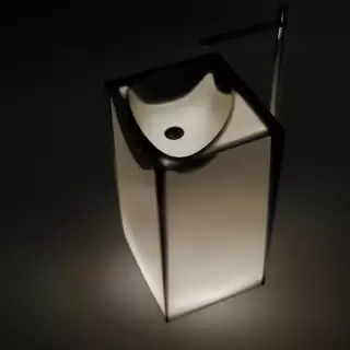 Antonio Lupi Astro Раковина 50х45х85 см, без отв., напольная, слив в пол, с дон. клапан, сифоном и трубой слива, Cristalmood, цвет: Nebbia