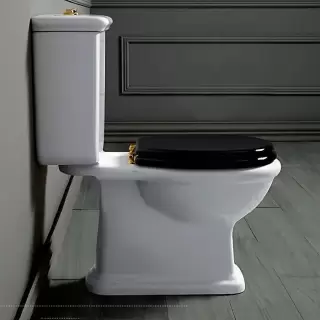 SIMAS Lante Унитаз моноблок 70.5х38.5см, с горизонтальным сливом с бачком с кнопкой смыва, фурнитура золото, цвет: белый