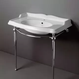 SIMAS Arcade Консоль 90х41.5см, c белой раковиной на 1 отв., напольная, цвет: консоли cromo