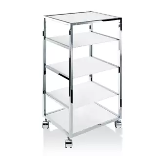 Decor Walther RW 2 Стеллаж передвижной 38x30x80см, стекло матовое, напольный, цвет: хром