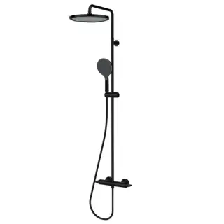 Bossini Apice Стойка для душа с термостатическим смесителем, верхним душем &Oslash;280 мм., ручным душем и шлангом 1500 мм., цвет: черный матовый