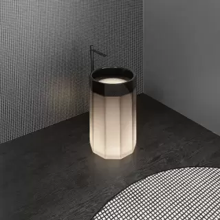 Antonio Lupi Vitreo Раковина напольная &Oslash;50х85см, с подсветкой LED, слив в пол, Cristalmood, пьедестал матовый, цвет: Fume