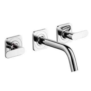 Axor Citterio M, Смеситель для раковины, на 3 отверстия, с рычаговыми рукоятками, розетками и изливом 166 мм, настенный монтаж, СМ, внешняя часть, цвет: хром