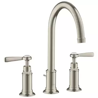 Axor Montreux, Смеситель для раковины 180,на 3 отверстия, с рычаговымирукоятками, с донным клапаном, цвет: никель шлифованный