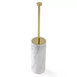 3SC Apuana 2.0 Ершик туалетный напольный d11xh65 см, цвет: мрамор White Statuario/золото матовое