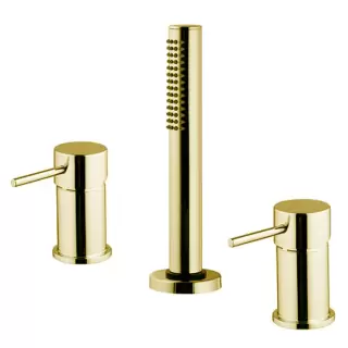 Fima Carlo Frattini Spillo Up Смеситель на борт ванны, на 3 отв., с ручным душем, цвет: золото