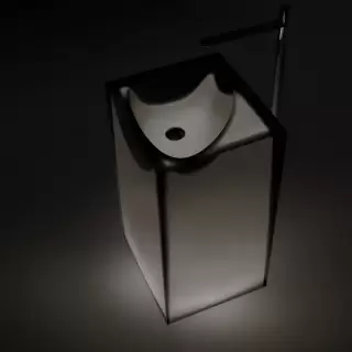 Antonio Lupi Astro Раковина 50х45х85 см, без отв., напольная, слив в пол, с дон. клапан, сифоном и трубой слива, Cristalmood, цвет: Fume