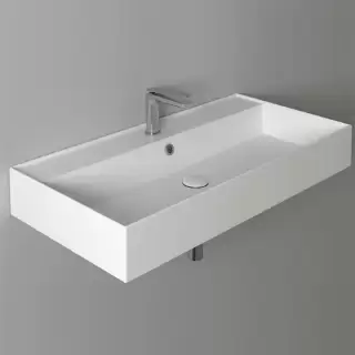 Simas Agile Раковина 91х46 см, 1 отв., подвесная, с переливом, цвет: белый