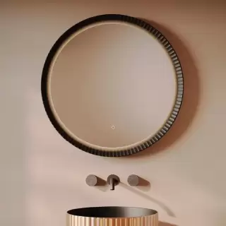 Artceram Зеркало Lord &Oslash;76 см в керамической раме с LED-подсветкой и сенсорным выключателем, цвет: черный матовый