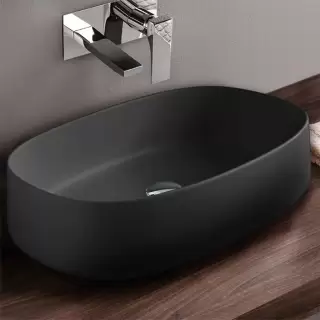 ArtCeram Cognac Раковина 55х35 см, без отв., без слив-перелива, Saniglaze, цвет: черный матовый