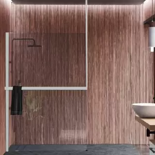 Novellini Kuadra H Душевое ограждение 160х205cм., с свободным входом, Sx, с потолочным кронштейн, с полотенцедержателем, стекло прозрачное, цвет: белый матовый