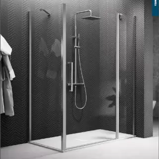 Novellini Young Душевой угол 100х100х200см., Sx/DX, стекло прозрачное, цвет: хром