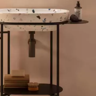 Globo Ring Консоль напольная 65x42х84,5 см, без отв. под смеситель, с полотенцедержателем, цвет: черный матовый