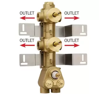 Bossini Встраиваемая часть термостата  2 дивиатора на 2 выхода, (4 выхода) высокой пропускной способности на &frac34;&rdquo;, уст-ка верт/гор.