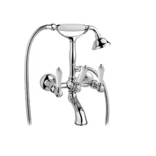 Nicolazzi Petit Mont Blanc Смеситель для ванны с душем duplex настенный на 2 отверстия, излив: 155 мм, цвет: хром