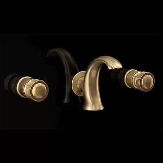 Devon&Devon Excelsior Royal Смеситель для раковины на три отверстия для настенного монтажа, цвет: античная латунь